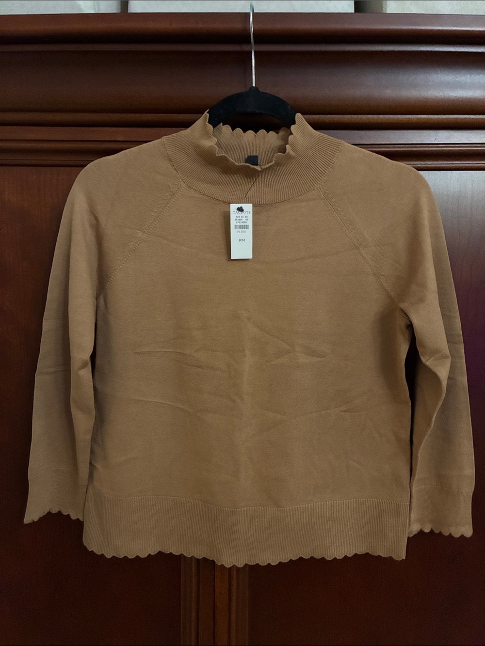 Talbots Women’s Scallop-Edge Crewneck Sweater - Camel
